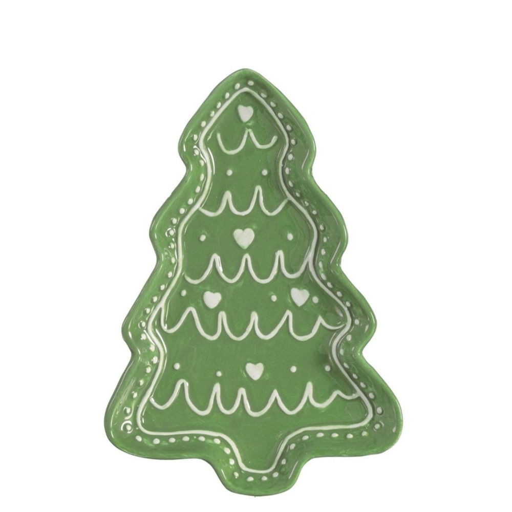 Shades of Green Tree Shaped 8.25" Embossed Ceramic Appetizer Plate